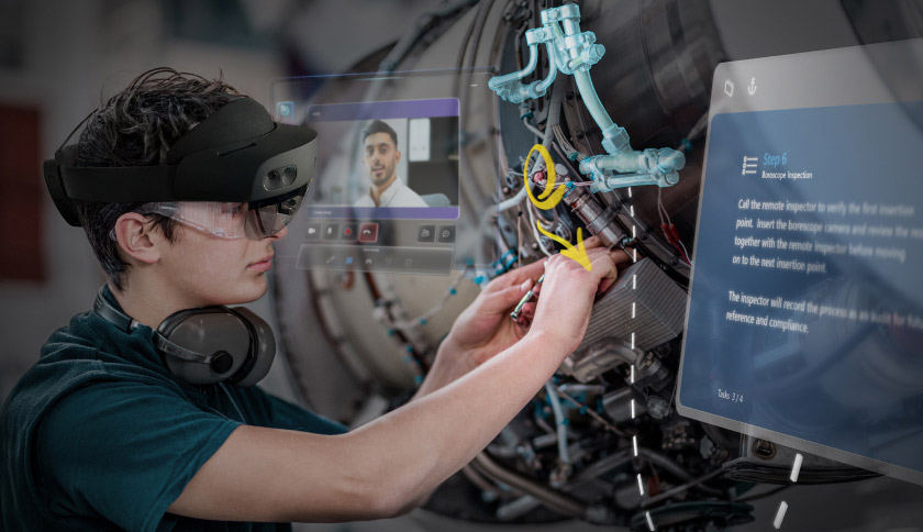 A technician works using VR tools