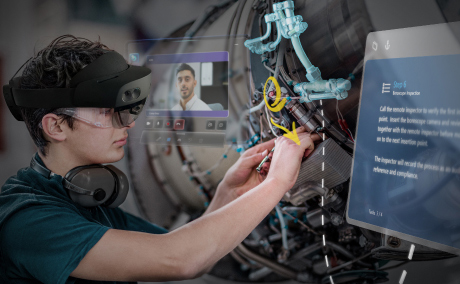 A technician works using VR tools