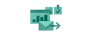 Icon of an overlaid chart envelope and checklist