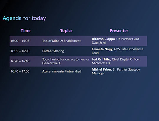 Agenda for Novembers Community Call 