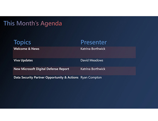 Agenda for Novembers Community Call