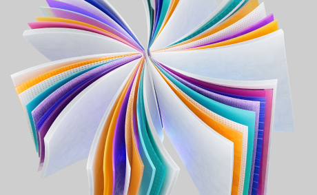 Abstract image of multicolored and patterned tablets