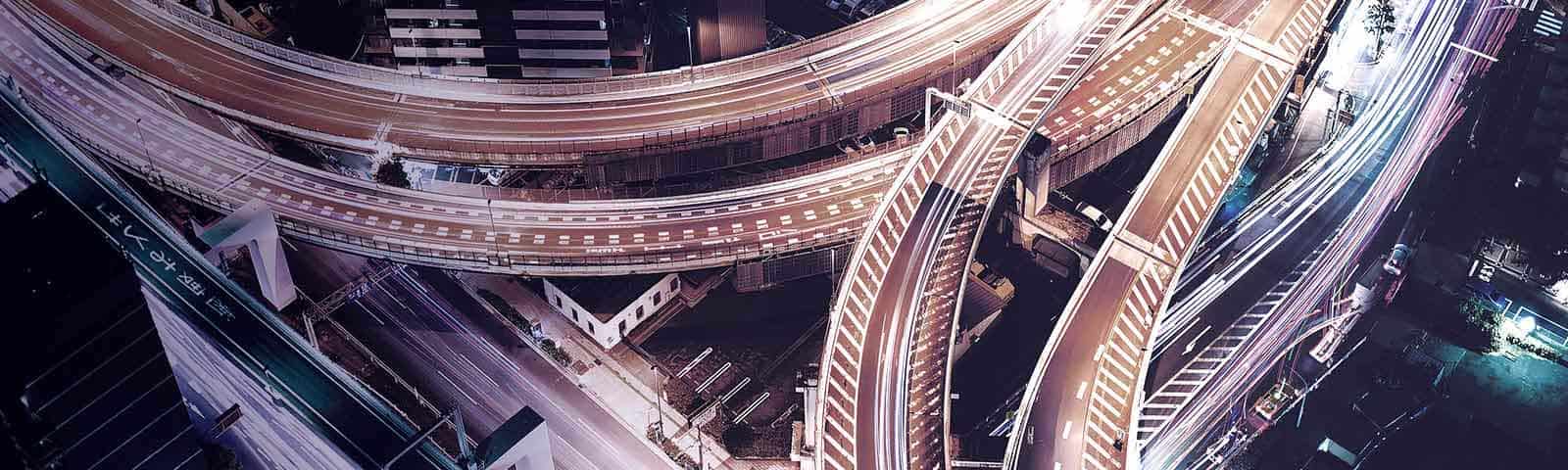Overhead shot of a highway interchange