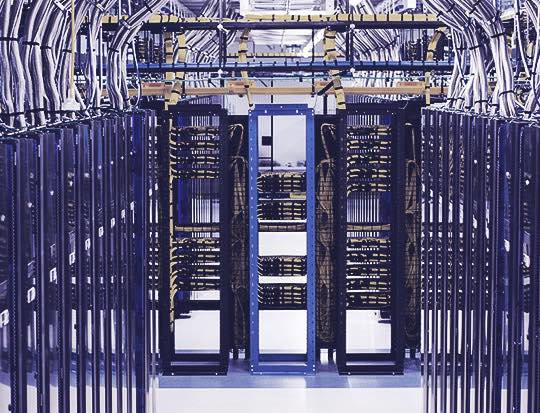 Data servers in a large server room