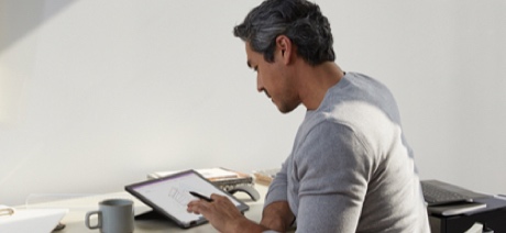 Man working on a tablet