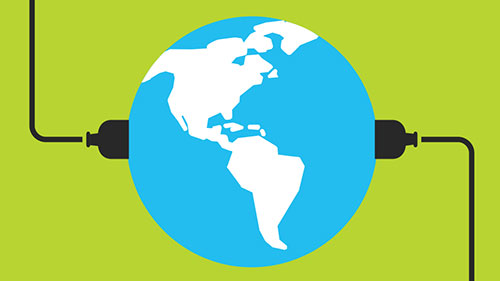 Illustration of globe with charging cables