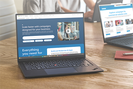 Laptop showing new Microsoft Partner Marketing.