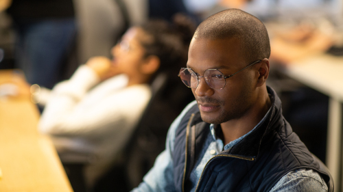 Male developer at work in an enterprise workspace