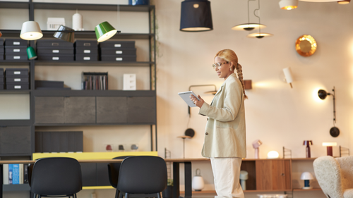 women reviewing tablet