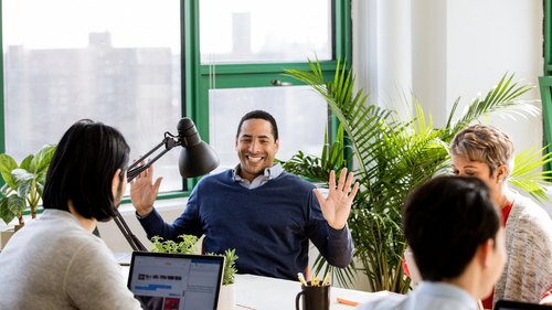 casual office meeting