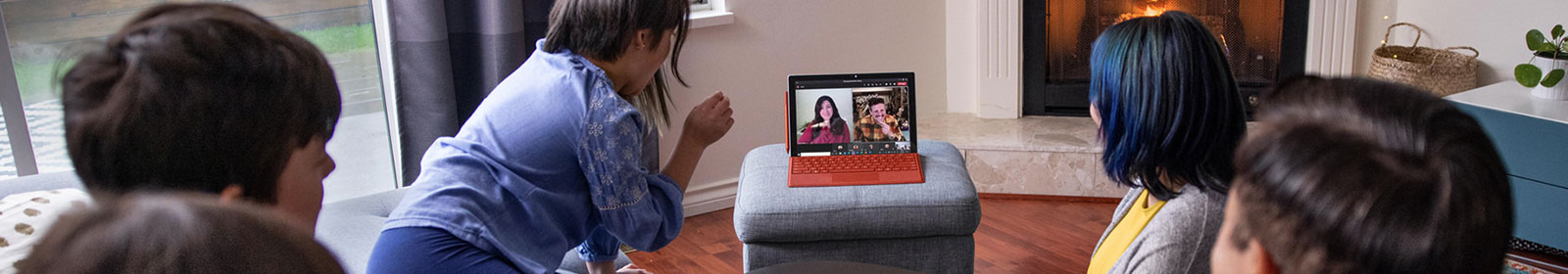 video call on the floor