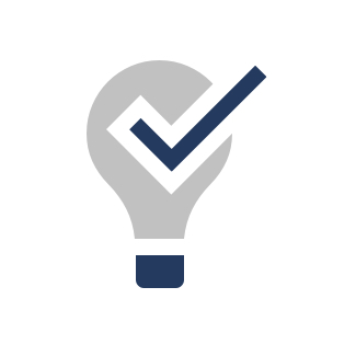 Icon of light bulb with check mark