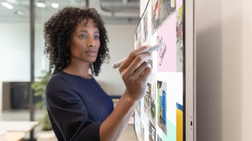 Woman using smart screen