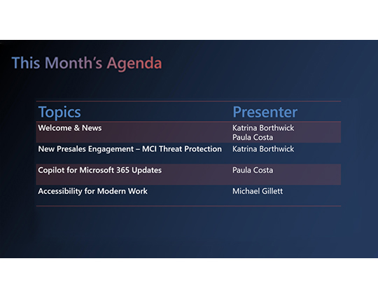 Agenda for Februarys Community Call