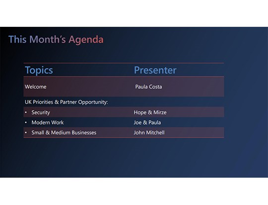 Agenda for Augusts Community Call