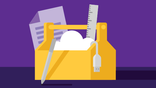 Illustration of a toolbox and document