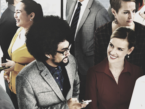 People conversing at a gathering