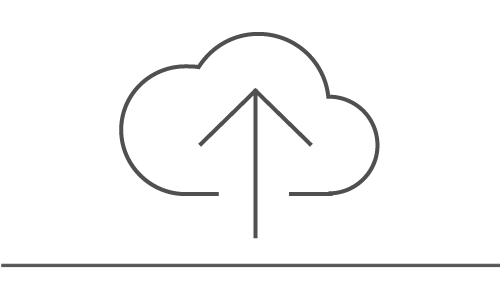 Icon of a cloud with an upward arrow entering it