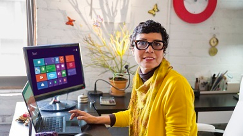 A woman learns how Planning Services works