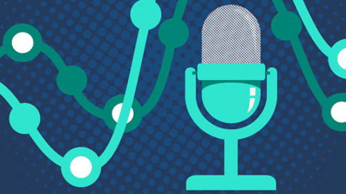 Auf diesem Bild sieht man ein blaues Mikrofon und Kabel als Illustration. Der Hintergrund ist ebenfalls blau.