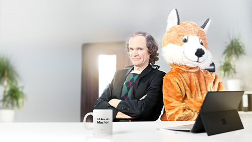 man and dog with editing