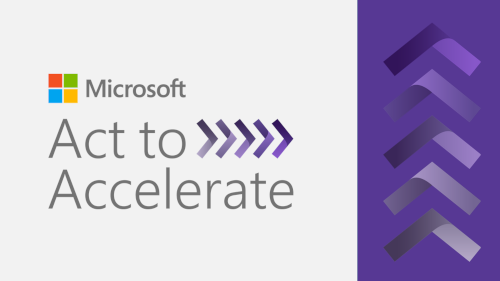 Microsoft Logo mit Act to Accelerate Schriftzug