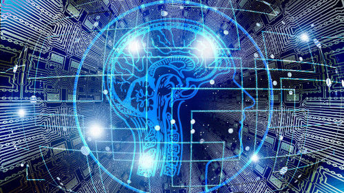 Man sieht einen Kopf als Zeichnung. Es ist auch ein Gehirn zu erkennen. Über das gesamte Bild verlaufen Linien.