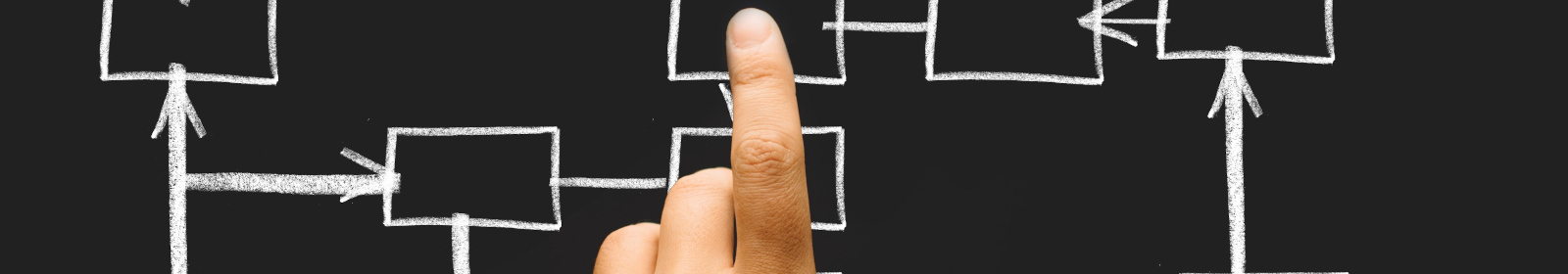 A man referring to a flaw chart