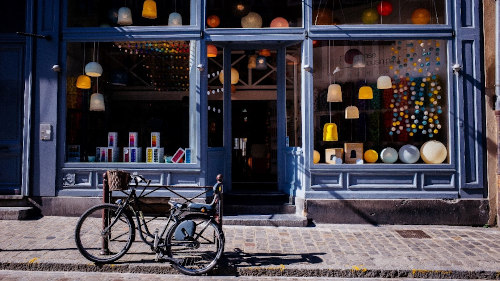 image of a bicycle in front of a store