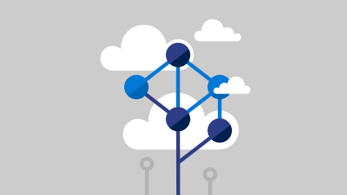 image of a graph having nodes with cloud in background
