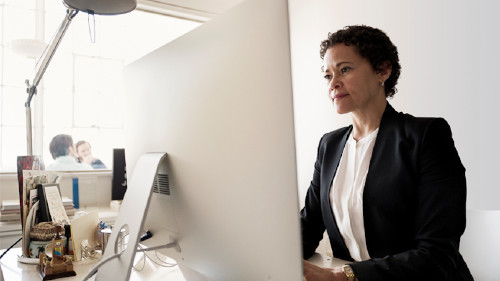 woman working on a computer
