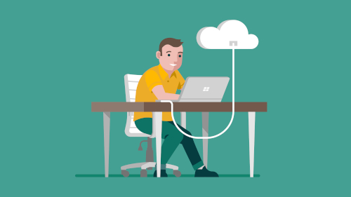 illustration of a person working with cloud
