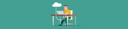 illustration of a person working with cloud