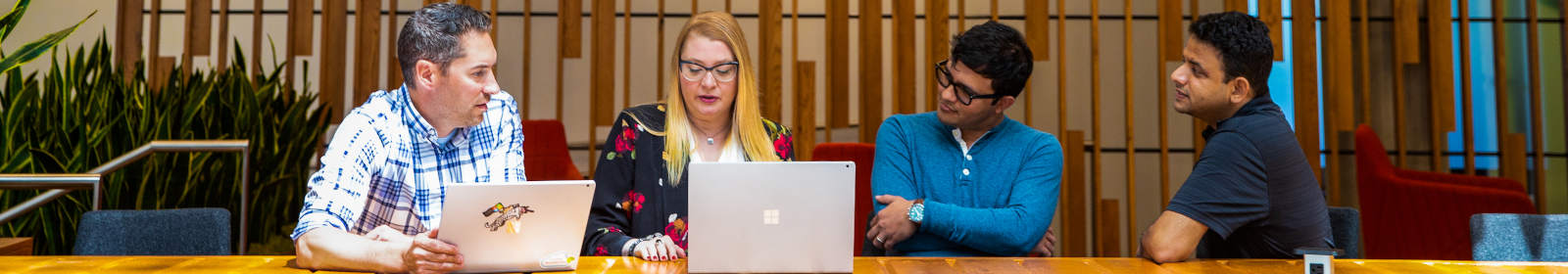 Three men and a woman i discussion