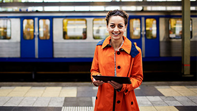 A woman uses Microsoft CityNext
