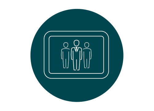 Three people in a line.