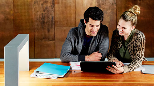 Man and woman engaged in conversation