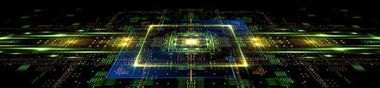Image of a glowing circuit board
