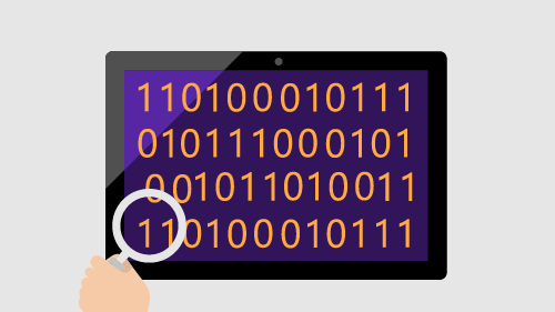 Illustration of binary code on tablet