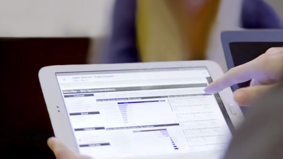 Tablet displaying graph data