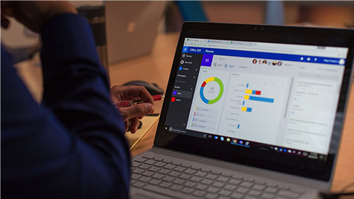 Surface screen with graphs and charts