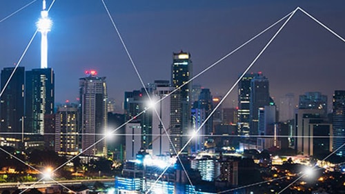 Image of a cityscape at night