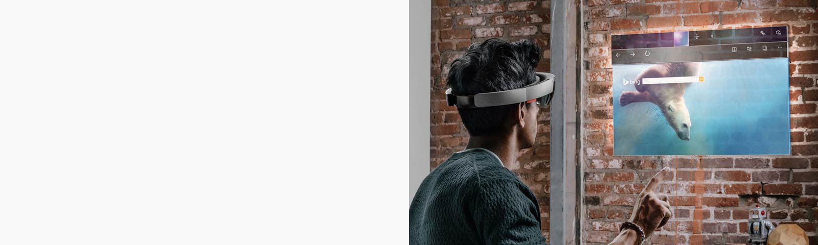Man wearing hololens working on animated screen