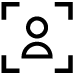 Значок с изображением человека внутри рамки с 4 углами