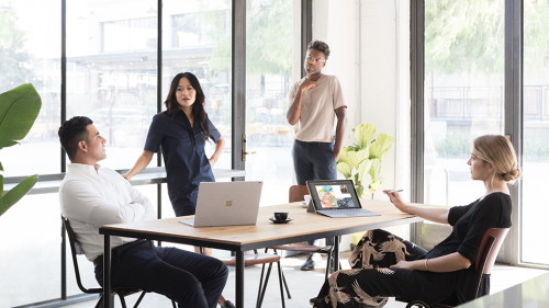 People talking in an office