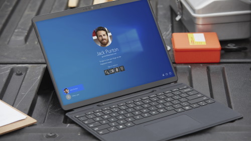 Surface Pro X showing Windows Hello screen