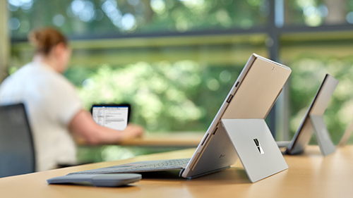 Surface Pro 7+ on wooden desk