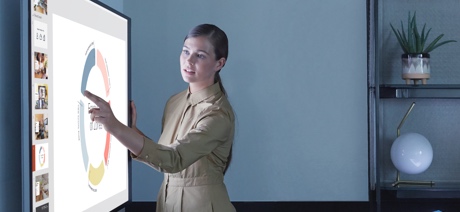 Person looking at a chart on a Surface Hub