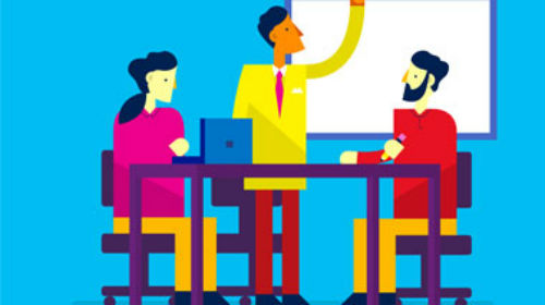 People at a meeting using Microsoft Office 365