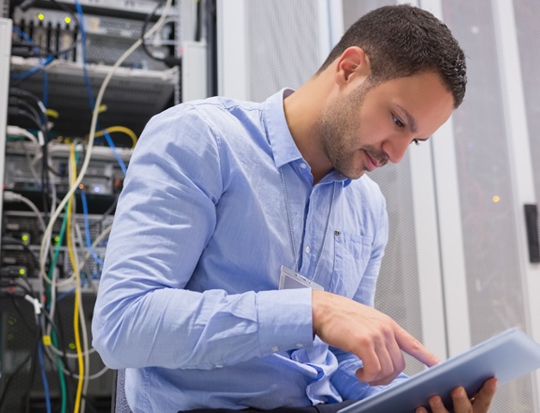 Man checking for solution 